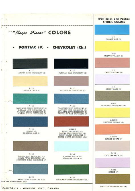 1973 Pontiac Color Chart