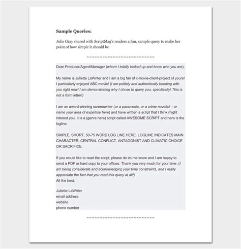 We're going to use this query letter in a variety of places but mainly it's going to be used to send directly to agents. Query Letter Template - 7+ Formats, Samples & Examples