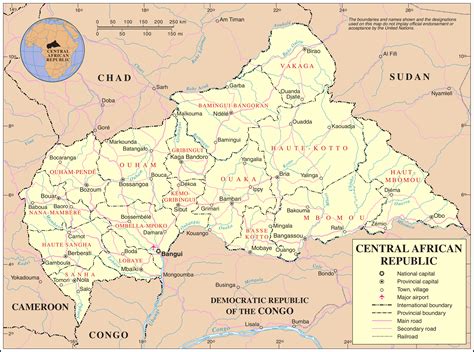 Detailed Political And Administrative Map Of Central African Republic