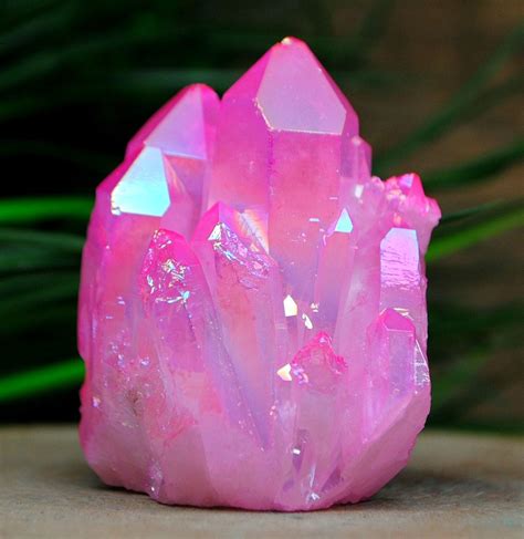 Hot Pink Titanium Aura Crystal Quartz Cluster By Peoplecrystals