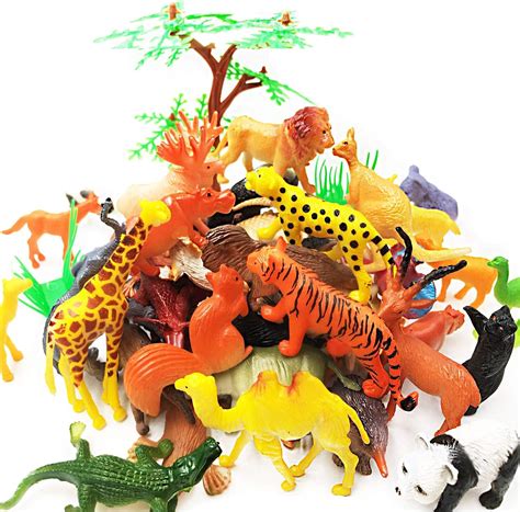 65 Pieces Animal Figures Toy Set Plastic Mini Educational Jungle