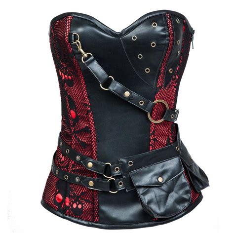 red black skull steel boned gothic corset steampunk corsets and bustiers sexy korset plus size