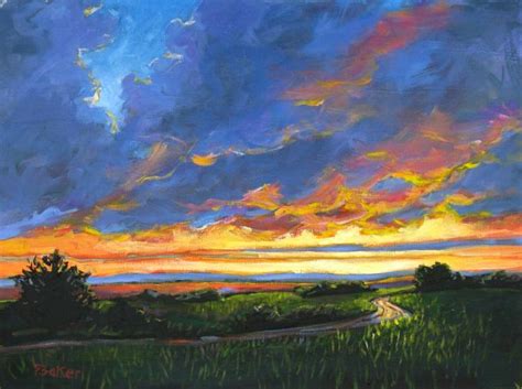 Watercolor painting is my way to share life's joy. Sunset Clouds Over the Plains- Abstract, Huge Contemporary ...