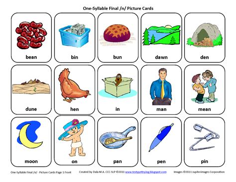 Testy Yet Trying Final N Free Speech Therapy Articulation Picture Cards