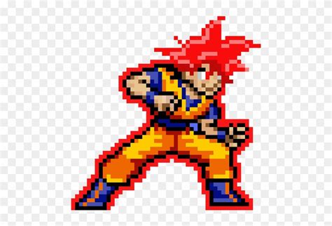 Download Goku Ssj God Super Saiyan Goku Pixel Art Clipart Png
