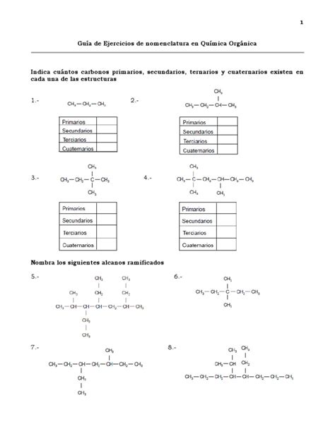 Guía De Ejercicios De Nomenclatura En Química Orgánica Acetato Ester