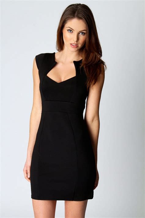 Kylie V Neck Panelled Bodycon Dress Dresses Simple Black Dress