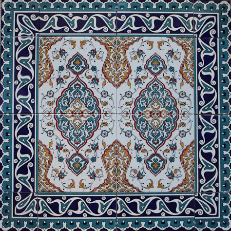 Tile Art Raised Iznik Tulip Daisy Border 32 X24 Turkish Ceramic Tile