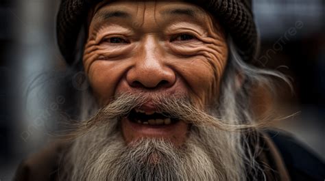 رجل عجوز صيني ذو شارب كبير رجل ملتح يخرج لسانه صور عالية الدقة جبين