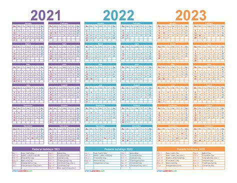 2021 And 2022 And 2023 Calendar Printable Photos