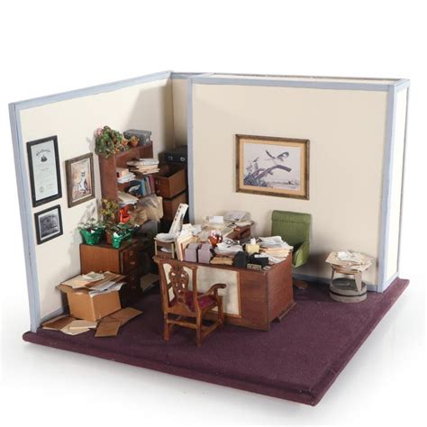 Miniature Office Diorama Featuring Furniture And Accessories 1992