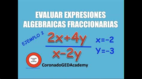 Evaluar Expresiones Algebraicas Ejemplo 2 Youtube