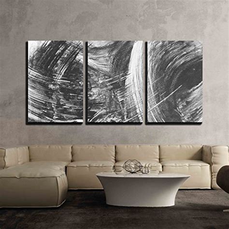 Wall26 3 Piece Canvas Wall Art Black And White Abstract Brush