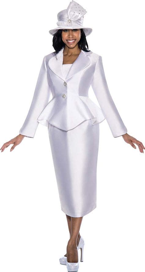 Gmi G5753 White Womens Peplum Jacket Skirt Suit Women Church Suits