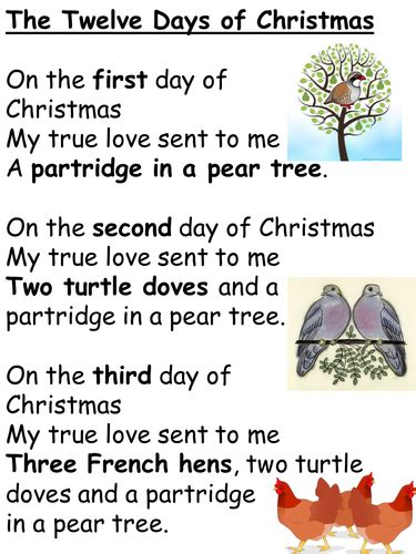 Song The Twelve Days Of Christmas Teaching Resources