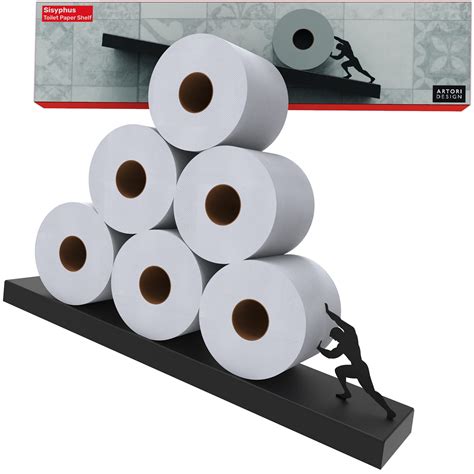 Buy Floating Shelf Toilet Paper Holder Tilted Matte Black Toilet