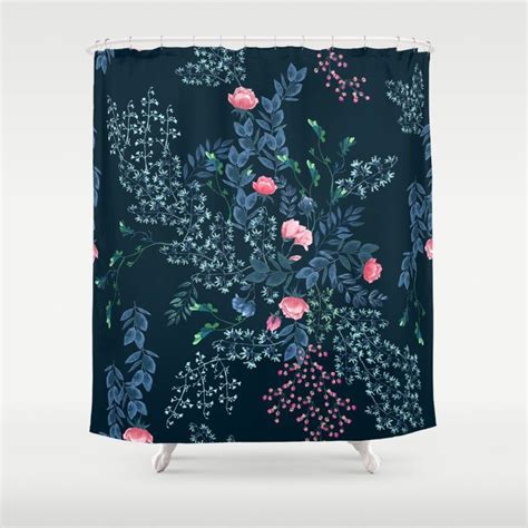 Buy Floral Blue And Pink Shower Curtain By Dafiribnikar Worldwide