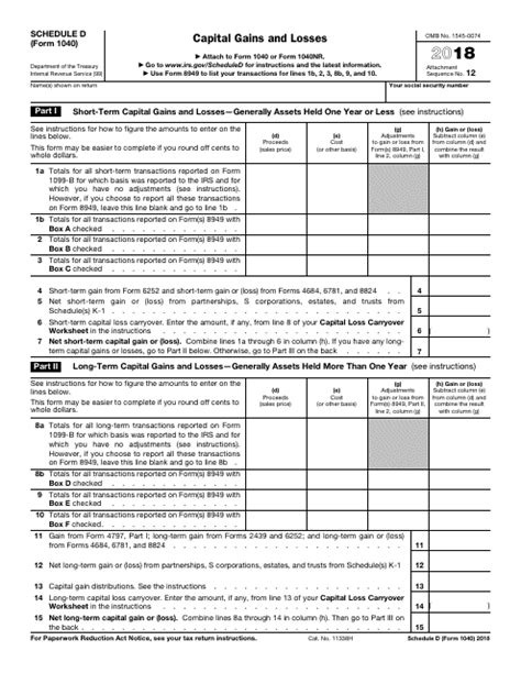 Irs Form 1040 Schedule D 2018 Fill Out Sign Online And Download