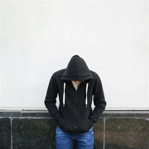 Premium Photo Young Man In Black Hoodie