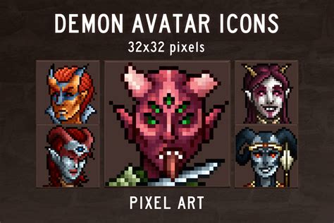 Demon Avatar 32x32 Icons Pixel Art Pack