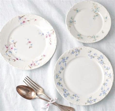 Vintage Floral Plates Shabby Chic Couture Flower Plates Vintage