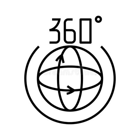 360 Degree Line Icon 360 Degree Concept Outline Vector Symbol Sign