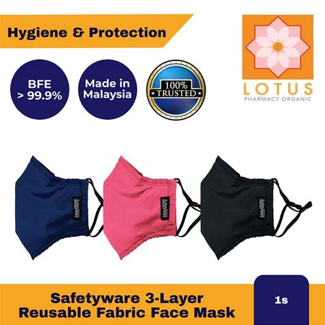safetyware 3 layer reusable fabric face mask 1 piece shopee malaysia