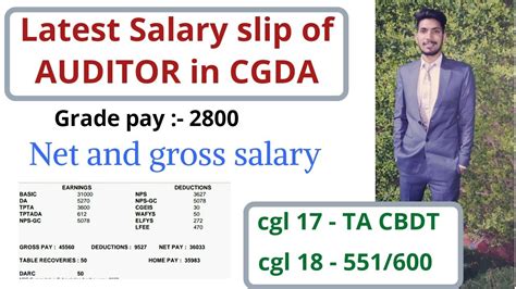 Salary Slip Of AUDITOR In CGDA Through SSC CGL SSC CGL SALARY SLIP
