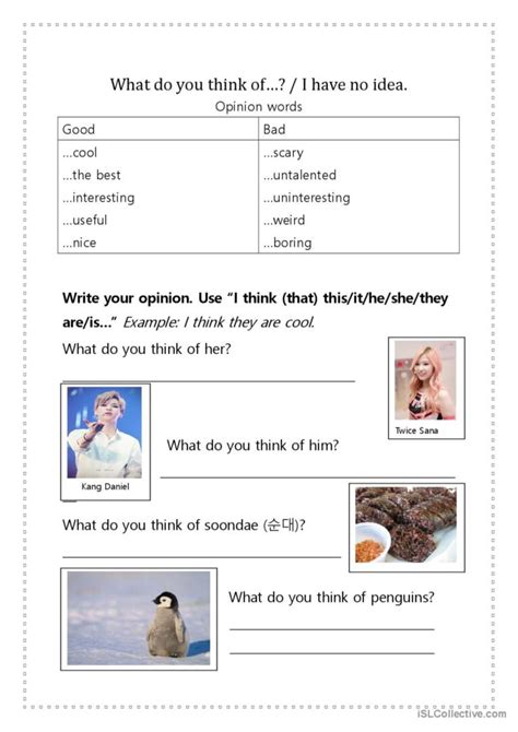 What Do You Think Of I Think English Esl Worksheets Pdf And Doc