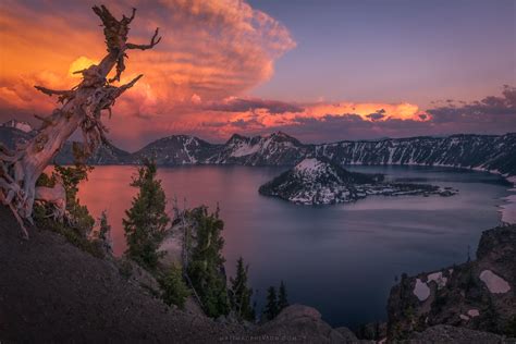 Fire In The Sky Sunset At Crater Lake Oc 3000x2000 Landscapes