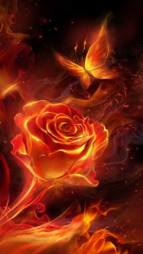 Feurige Rose Und Schmetterling Flamme Live Wallpaper Best Wallpaper