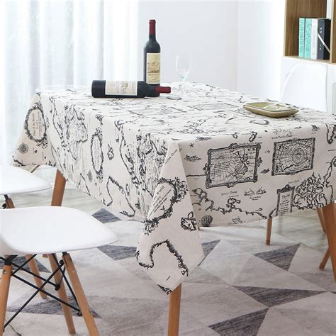 Tablecloth Rectangle Table Cloth Cotton Linen Wrinkle Free Fading Tablecloths Washable Dust