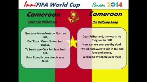Cameroon Anthem Translated Chant De Ralliement Youtube