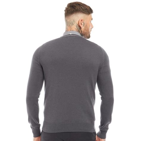 Buy Fred Perry Mens Classic Tipped V Neck Jumper Graphite Marl