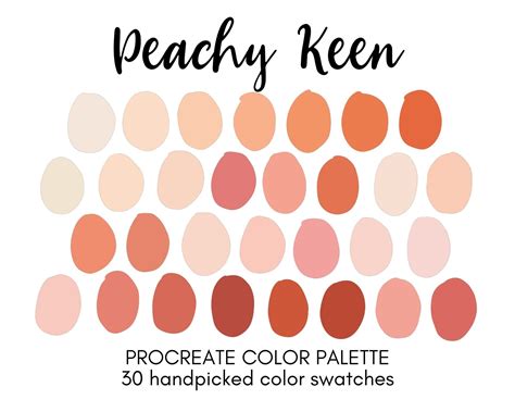 Peachy Keen Procreate Color Palette With 30 Handpicked Color Swatches