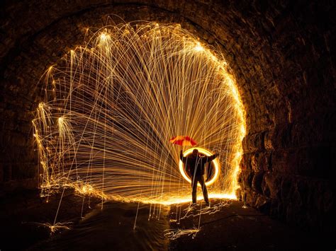 Steel Wool Light Painting Falcons Fly