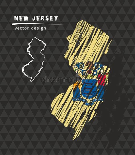 Mapa De New Jersey Ejemplo Del Vector Del Bosquejo De La Tiza