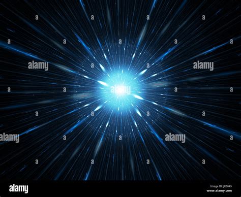 Blue Glowing Explosion In Space Supernova Or Starburst Computer Stock