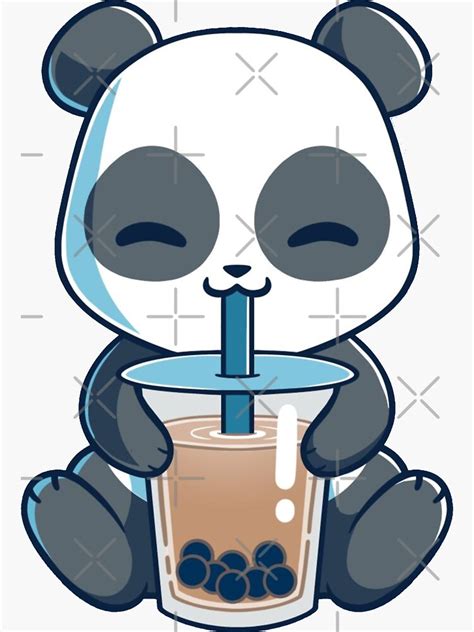 Panda Drinking Bubble Tea Sticker By Ibtwo3 Redbubble