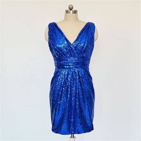 Royal Blue Sequin Bridesmaid Dress Short By Starcustomdress