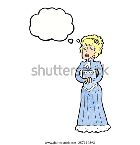 Cartoon Shocked Victorian Woman Thought Bubble Stock Vector Royalty