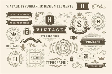 Premium Vector Vintage Typographic Design Elements Set Vector