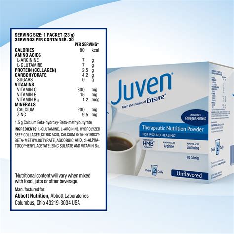 Juven Therapeutic Nutrition Drink Mix Powder For Wound Healing Includes