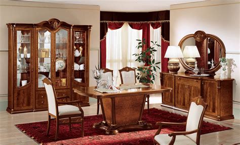 Walnut Lacquer Finish Classic Dining Room Wmat Inlaids