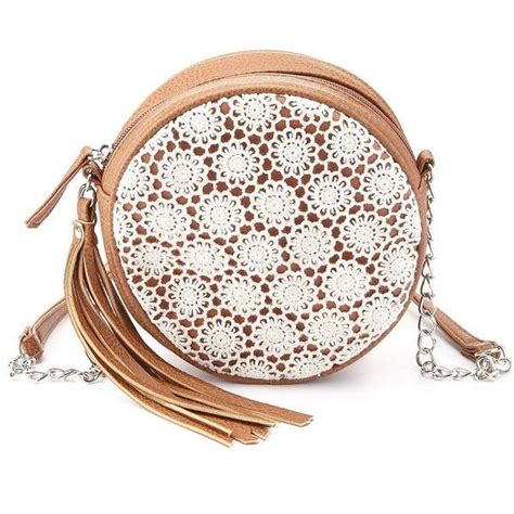 Charlotte Russe Cognac Crochet And Faux Leather Cross Body Bag By