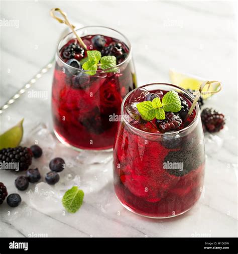 Summer Berry Drink With Lime Stock Photo Alamy