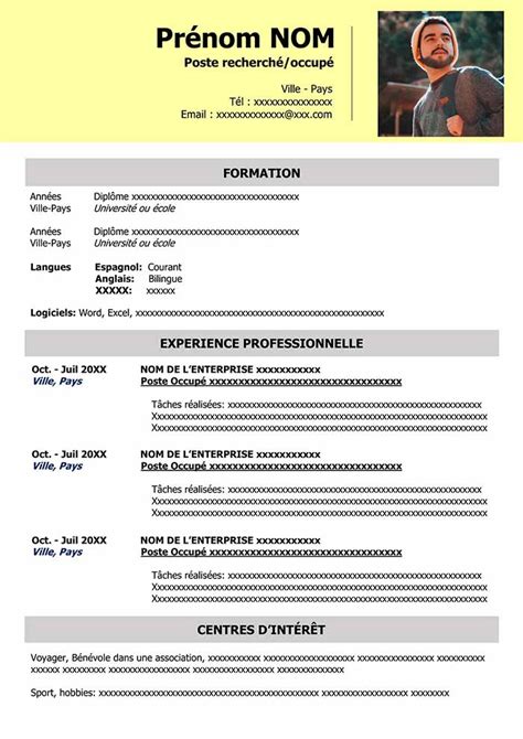Exemple de CV Simple à Télécharger Gratuit  Modèles de CV