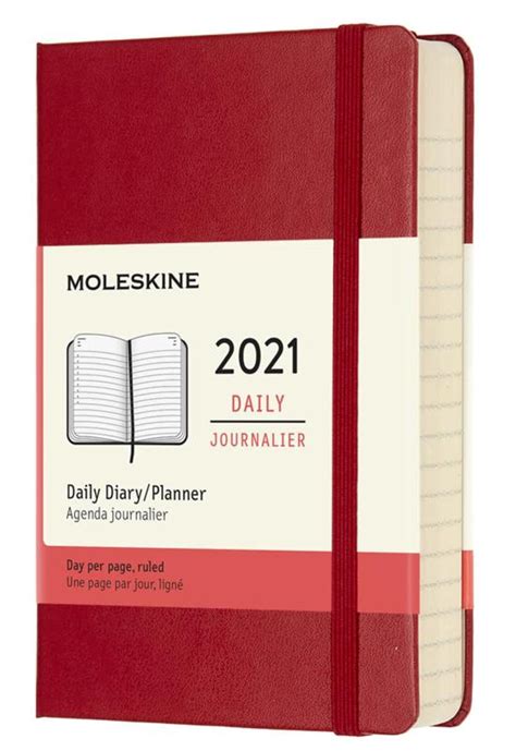 moleskine 2021 12 month daily diary pocket notebook hard cover planner scarlet red