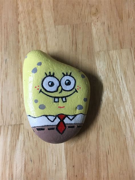 Sponge Bob Rock Rock Crafts Painted Rocks Craft Diy Rock Art
