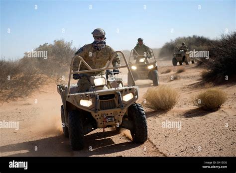 Us Green Beret Special Forces Soldiers Perform Off Road Maneuvers With